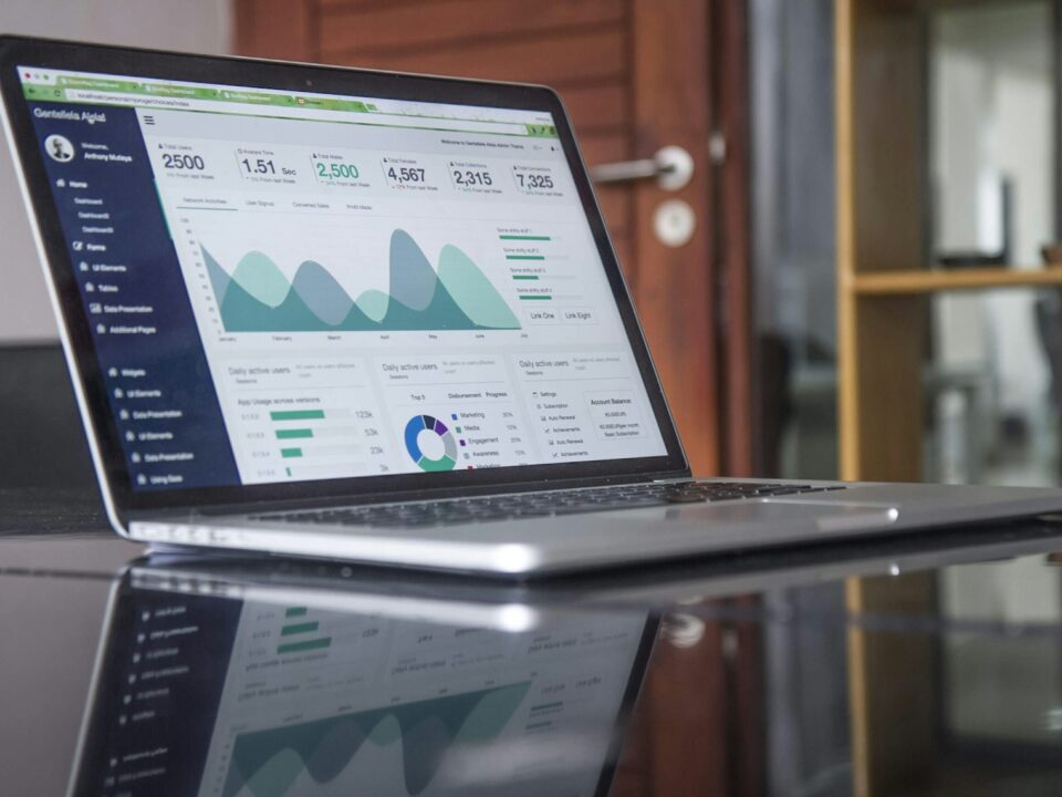 Marketing analytics and reporting dashboard on a screen